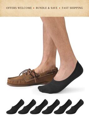 Men's No Show Socks 6 Pairs Low Cut Invisible Loafer Sneaker